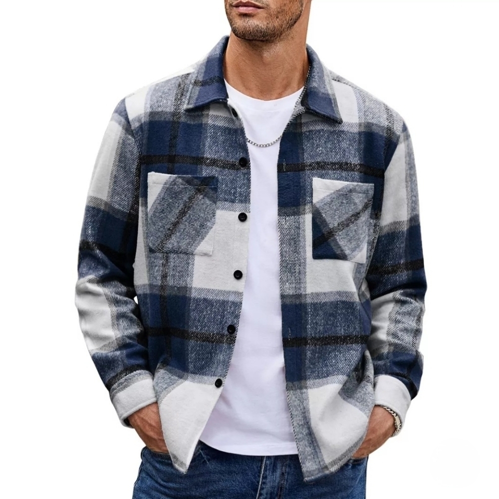 COOFANDY Men's Flannel Shirt Jacket - Casual Button Down Plaid Long Sleeve - Picture 7 of 7